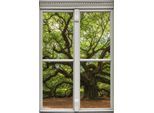 Wandsticker QUEENCE "Baum", beige (natur), B:40cm H:60cm T:0,1cm, Wandtattoos, Wandsticker, Wandsticker, Wandbild, selbstklebend, 3D, Fenster