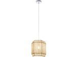 PACO HOME Pendelleuchte "Hugo Pepe", weiß, H: 29cm, Leuchten, Wohnzimmer Esszimmer Rattan Optik Boho Schirm Papier Sechseckig, Pendelleuchte