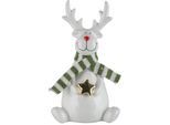 Weihnachtsfigur CREATIV HOME "Hirsch", weiß, B:12cm H:21cm T:8cm, Dekofiguren, Weihnachtsfigur, mit Schal