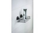 Duschablage WENKO "Vacuum-Loc", schwarz, B:14cm H:6,5cm T:26cm, Stahl, Regale, Duschablage, 1 Ablage