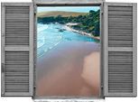 Wandtattoo QUEENCE "Strand", beige (natur), B:80cm H:60cm T:0,1cm, Wandtattoos, Wandtattoo, Wandsticker, Wandbild, selbstklebend, 3D, Fenster
