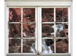Wandsticker QUEENCE "Fluss im Wald", rot, B:40cm H:60cm T:0,1cm, Wandtattoos, Wandsticker, Wandsticker, Wandbild, selbstklebend, 3D, Fenster
