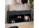 Schuhbank FineBuy Garderobenbank 104 cm Sitzbank Kunstleder Flurbank Schwarz