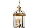 SEARCHLIGHT Hängeleuchte "Bevelled Lantern 3Lt Pendant - Antique Brass Metal & Glass", antikmessing, 4, Ø 22cm H: 37cm, 1 Stk., Leuchten, Hängeleuchte