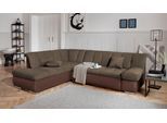 Ecksofa DOMO COLLECTION "MONA 271x213 cm, modern und komfortabel", braun (dunkelbraun, braun), B:271cm H:80cm T:213cm, Struktur fein 100% Polyester;Chenilleoptik 100% Polyester, Sofas, Ecksofa, whlw. mit Bett- und Armlehnfunktion, L-Form