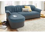 Ecksofa DOMO COLLECTION "ELVA 233x142 cm, elegante Rückensteppung, L-Form", grau (dunkelgrau, petrol), B:233cm H:84cm T:142cm, Kunstleder SOFTLUX / Struktur ( 100% Polyester);Microfaser PRIMABELLE (100% Polyester);(geprägte) Luxus-Microfaser (100% Polyester), Sofas, Ecksofa, whlw. mit Bettfunktion und Federkern