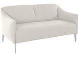 2-Sitzer W.SCHILLIG "sally Designsofa, Loungesofa, bequem, schmale Armlehnen, Breite 154cm", weiß (weiß z59), B:154cm H:78cm T:84cm, Longlife Xtra-Leder Z59: Glattleder mit modischer Prägung. Hautstärke 0, 9 - 1, 1 mm., Sofas, 2-Sitzer, mit Metall-Winkelfüßen in Silber matt, Breite 154 cm