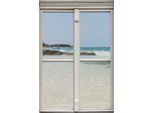 Wandsticker QUEENCE "Strand", blau, B:40cm H:60cm T:0,1cm, Wandtattoos, Wandsticker, Wandsticker, Wandbild, selbstklebend, 3D, Fenster