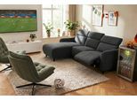 Ecksofa OTTO HOME "SKAANE Struktur, L-Form, 274 cm, manuelle/elektrische Relaxfunktion", grau (anthrazit), B:274cm H:100cm T:181cm, 100% Polyester, Sofas, Ecksofa, rundes Design, Kopfteilverstellung, Federkernpolsterung