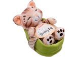 Kuscheltier NICI "Sleeping Pets, Katze Bengal, 12 cm", braun, Plüschfiguren, KinderH:12cm, Plüsch, Kuscheltier, im Körbchen, enthält recyceltes Material, H:12cm