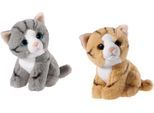 Kuscheltier HEUNEC "Mini Mi Katzen Set", grau (grau, braun), Plüschfiguren, KinderH:14cm, Plüsch, Kuscheltier, H:14cm