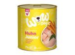 WOW Nassfutter Hund, Junior Huhn mit Karotte 6x800 g
