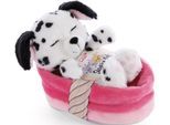 Kuscheltier NICI "Sleeping Pets, Welpe Dalmatiner, 12 cm", bunt (weiß, schwarz, rosa), Plüschfiguren, KinderB:10cm H:8cm L:14cm, Polyester, Kuscheltier, im Körbchen, B:10cm H:8cm L:14cm