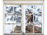 Wandsticker QUEENCE "Steinbock", braun, B:40cm H:60cm T:0,1cm, Wandtattoos, Wandsticker, Wandsticker, Wandbild, selbstklebend, 3D, Fenster, Steinbock