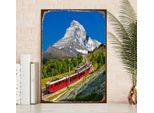 Metallbild QUEENCE "Matterhorn Express", blau (farbe bild(er): blau), B:20cm H:30cm, Metall, Stahl, Bilder, Metallbild, Stahlschilder