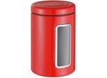 Vorratsdose WESCO "Classic Line", rot, B:12,5cm H:18,9cm L:12,5cm, Stahlblech, Lebensmittelaufbewahrungsbehälter, Vorratsdose, Deckel mit Kunststoffring / Sichtfenster aus Acryl, 2 L
