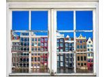 Wandsticker QUEENCE "Amsterdam", bunt, B:40cm H:60cm T:0,1cm, Wandtattoos, Wandsticker, Wandsticker, Wandbild, selbstklebend, 3D, Fenster, Amsterdam