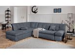 Ecksofa DOMO COLLECTION "MONA 271x213 cm, modern und komfortabel", grau, B:271cm H:80cm T:213cm, Struktur fein 100% Polyester;Chenilleoptik 100% Polyester, Sofas, Ecksofa, whlw. mit Bett- und Armlehnfunktion, L-Form