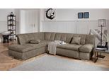 Ecksofa DOMO COLLECTION "MONA 271x213 cm, modern und komfortabel", braun (schlamm), B:271cm H:80cm T:213cm, Struktur fein 100% Polyester;Chenilleoptik 100% Polyester, Sofas, Ecksofa, whlw. mit Bett- und Armlehnfunktion, L-Form