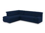 Ecksofa DOMO COLLECTION "MONA 271x213 cm, modern und komfortabel", blau (marine), B:271cm H:80cm T:213cm, Struktur fein 100% Polyester;Chenilleoptik 100% Polyester, Sofas, Ecksofa, whlw. mit Bett- und Armlehnfunktion, L-Form