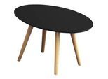 Beistelltisch SCANDI, oval, 4-Fuss Gestell aus Massivholz, B 650 x T 400 x H 350 mm, schwarz/Buche