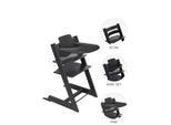 Stokke Hochstuhl-Set , Schwarz , Holz , Buche , 46x79x49 cm , Fussstütze verstellbar, Sitzfläche verstellbar, höhenverstellbar, Tablett, Snacktablett , Baby- und Kindermöbel, Babyzimmer, Hochstühle
