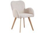 Mid.you Armlehnstuhl Boucle, Beige, Eiche, Textil, konisch, 57x85x63 cm, Fsc, Bsci, Esszimmer, Stühle, Esszimmerstühle, Armlehnenstühle