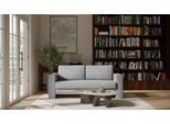 BRUNO Schlafsofa 160cm in Silver Grey Grau | Kubus | stabiles Massivholz & Boxspringkomfort
