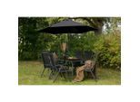 Gardenson , Schwarz , Metall, Glas , rechteckig , 90x73x150 cm , Gartenmöbel, Gartenmöbel-Sets, Gartengarnituren