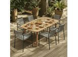 Gartensessel-Set 2-er Hellgrau aus Textil/Metall