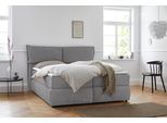 Boxspringbett OTTO HOME "Jenson", grau, B:188cm L:225cm, Struktur weich (85% Polyester/15% Nylon), Komplettbetten, Boxspringbett, in 4 Farben, 4 Breiten, 3 Matratzenarten in 2 Härtegraden, Topper