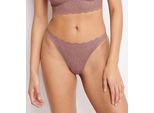 String SLOGGI "ZERO Feel Bliss", Damen, Gr. S, braun (cacao), Spitze, Obermaterial: 76% Polyamid, 24% Elasthan, körpernah, Unterhosen String, Stretch-Spitze, Grafikdesign, gewellter Bund, glatte Optik