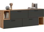 Schrank-Set HOME AFFAIRE "ENESTE, 6-teilig, in verschiedenen Farben, individuell kombinierbar", schwarz (artisan eiche nachbildung, basalt grau), B:176cm H:34cm T:97cm, Spanplatte, Kastenmöbel-Sets, Stauraumelement, Kombination, Wohnkombination, Schrankwand, Lowboard