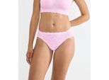 Slip SLOGGI "ZERO Feel Bliss", Damen, Gr. XL, rosa (floral pink), Spitze, Obermaterial: 76% Polyamid, 24% Elasthan, figurbetont, Unterhosen Slip, unsichtbar, mit Spitzenoptik, mit hohem Beinausschnitt