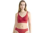 Bralette SLOGGI "ZERO Feel Bliss", Damen, Gr. XS, N-Gr, rot (shanghai rot), Spitze, Obermaterial: 76% Polyamid, 24% Elasthan, BHs Bralette, herausnehmbare, atmungsaktive Pads, Stretch-Spitze, mittlerer Halt
