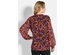 Schlupfbluse GOLDNER "Kurzgröße Druckbluse mit Rüschen", Damen, Gr. 24, rot (rot, gemustert), Obermaterial: 100% Polyester PES., Blusen Schlupfbluse, Bindebändchen