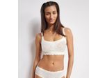 Bustier SLOGGI "ZERO Feel Bliss", Damen, Gr. S, N-Gr, weiß (silk weiß), Spitze, Obermaterial: 76% Polyamid, 24% Elasthan, Jacquardmuster, unifarben, BHs Bustier, mit herausnehmbaren, atmungsaktiven Pads und Stretch-Spitze