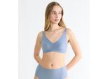 Bügelloser BH SLOGGI "ZERO Feel 2.0", Damen, Gr. XL, N-Gr, blau (chambray), Single Jersey, Obermaterial: 76% Polyamid, 24% Elasthan, BHs, atmungsaktive, herausnehmbare Pads, fester Halt, verstellbare Träger