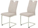 Freischwinger HELA "TIVOLI", beige (creme, perlweiß, perlweiß, creme), B:43,5cm H:97cm T:60,5cm, Metall, Polyester, Stoff, Stühle, Freischwinger, Freischwinger, Gestell Perlweiß, mit Griff, 140kg belastbar