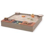 Sandkasten MUDDY BUDDY "Wild Bear", rosa (warmgrau, puderrosa), Sandkästen, Kinder, B/H/L: 120cm x 20cm x 120cm, Massivholz, Sandkasten, mit Matschwanne, Grill, Kochfeld, warmgrau/puderrosa, B:120cm H:20cm L:120cm