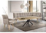 Eckbank EXXPO - SOFA FASHION "Latte", beige, B:234cm H:95cm T:156cm, 100% PES, Sitzbänke, Eckbank, moderne Sitz- und Rückensteppung, bequem und elegant, hoher Holzfuß