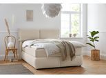 Boxspringbett OTTO HOME "Jenson", beige, B:168cm L:225cm, Struktur weich (85% Polyester/15% Nylon), Komplettbetten, Boxspringbett, in 4 Farben, 4 Breiten, 3 Matratzenarten in 2 Härtegraden, Topper