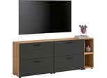 Schrank-Set HOME AFFAIRE "ENESTE, 6-teilig, in verschiedenen Farben, individuell kombinierbar", schwarz (artisan eiche nachbildung, basalt grau), B:176cm H:34cm T:67cm, Spanplatte, Kastenmöbel-Sets, Schrank-Set, Stauraumelement, Kombination, Wohnkombination, Schrankwand, Lowboard