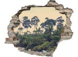Wandtattoo QUEENCE "Regenwald", grün, B:60cm H:50cm T:0,1cm, Wandtattoos, Wandtattoo, Wandsticker, Wandbild, selbstklebend, 3D, Wanddurchbruch