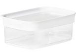 Vorratsdose EMSA "Optima", transparent, B:9,9cm H:6,5cm L:16cm, Kunststoff, Lebensmittelaufbewahrungsbehälter, Vorratsdose, 0,45 Liter, rechteckig, frische Dichtung, rutschfeste Stapelränder
