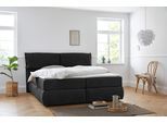 Boxspringbett OTTO HOME "Jenson", grau (anthrazit), B:208cm L:225cm, Struktur weich (85% Polyester/15% Nylon), Komplettbetten, Boxspringbett, in 4 Farben, 4 Breiten, 3 Matratzenarten in 2 Härtegraden, Topper