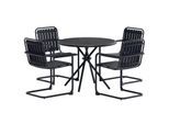 Garten-Essgruppe VENTURE HOME "Chios, runde Essgruppe für 4 Personen, Aluminium + Sicherheitsglas", schwarz (schwarz, schwarz, schwarz), B:51,5cm H:83cm T:59cm, Sitzmöbel-Sets, Garten-Essgruppe, Outdoorset, schwarz, wetterfest, transparente Tischplatte, modern