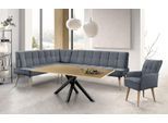 Eckbank EXXPO - SOFA FASHION "Latte", antrazith, B:254cm H:95cm T:196cm, 94% PES, 6% NY, Sitzbänke, Eckbank, moderne Sitz- und Rückensteppung, bequem und elegant, hoher Holzfuß