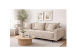 Mid.you Schlafsofa , Beige , Holz , Buche , massiv , Füllung: Schaumstoff,Schaumstoff,Schaumstoff , 232x96x112 cm , Made in EU , Liegefunktion, Schlafen auf Sitzhöhe, Rücken echt , Wohnzimmer, Sofas & Couches, Schlafsofas, Schlafsofas mit Bettkasten