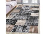 Teppich OTTO HOME "Lunari, Vintage-Karo Design" Gr. 4, grau, B:160cm H:9mm L:230cm, Kunstfaser, Teppiche, Teppich, modern, weiche Haptik, Wohnzimmer, Esszimmer, Schlafzimmer